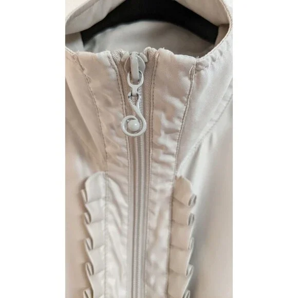 Women's Samuel Dong Champagne Ruffle Front Zippered Bubble Hem Coat Small - Picture 3 of 11